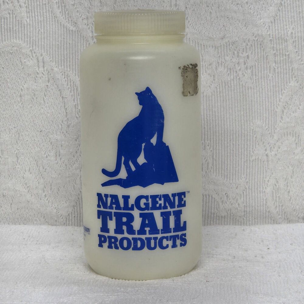 Vintage Nalgene Trail Products 32 Oz Blue Cougar Plastic Reusable Water Bottle